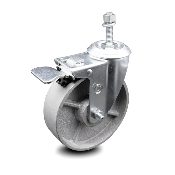 Semi Steel Swivel TS Caster w/Roller Bearing-5" Wheel&10MM Stem w/Total Lock BRK